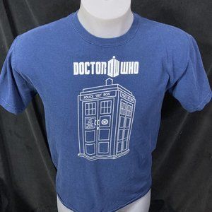 Doctor Who Graphic Tee Medium Navy Blue Cotton Reg Fit BBC TARDIS Unisex